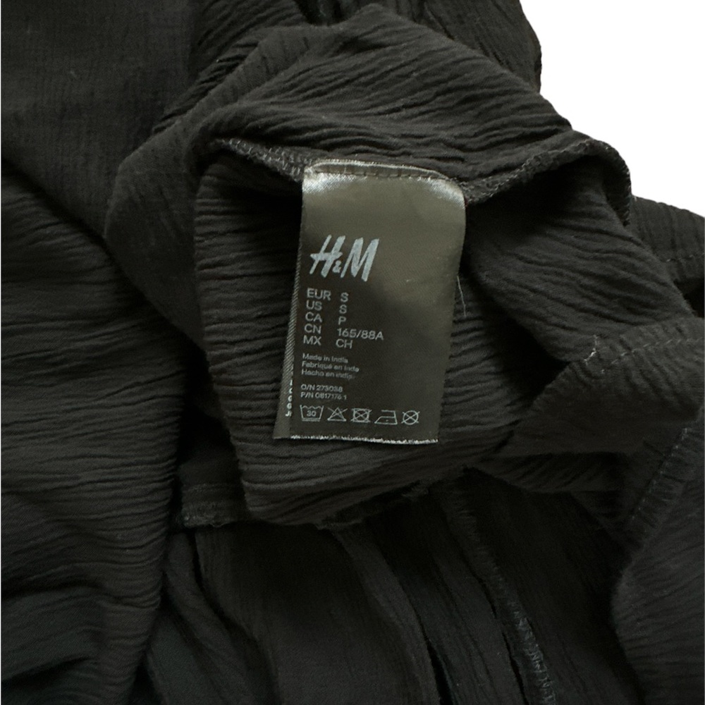 H&M LOGG Line Women’s Classic Black Midi Gauze Boho Dress Tassel Tie Size Small - Picture 10 of 13